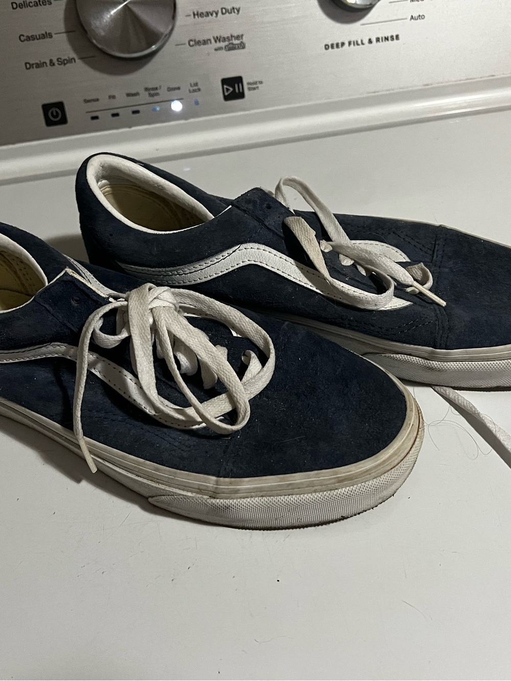 Vans Navy Suede Low-Top Sneakers with White Stripe